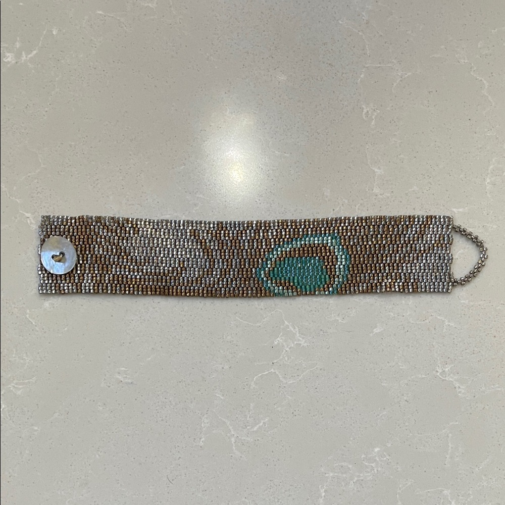 Artisan Silver and Teal Beaded Bracelet